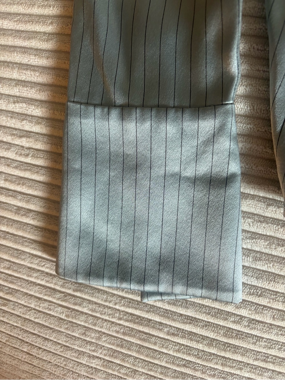 Lafayette 148 New York Silver Pinstripe Button-Front Shirt - Picture 4 of 5